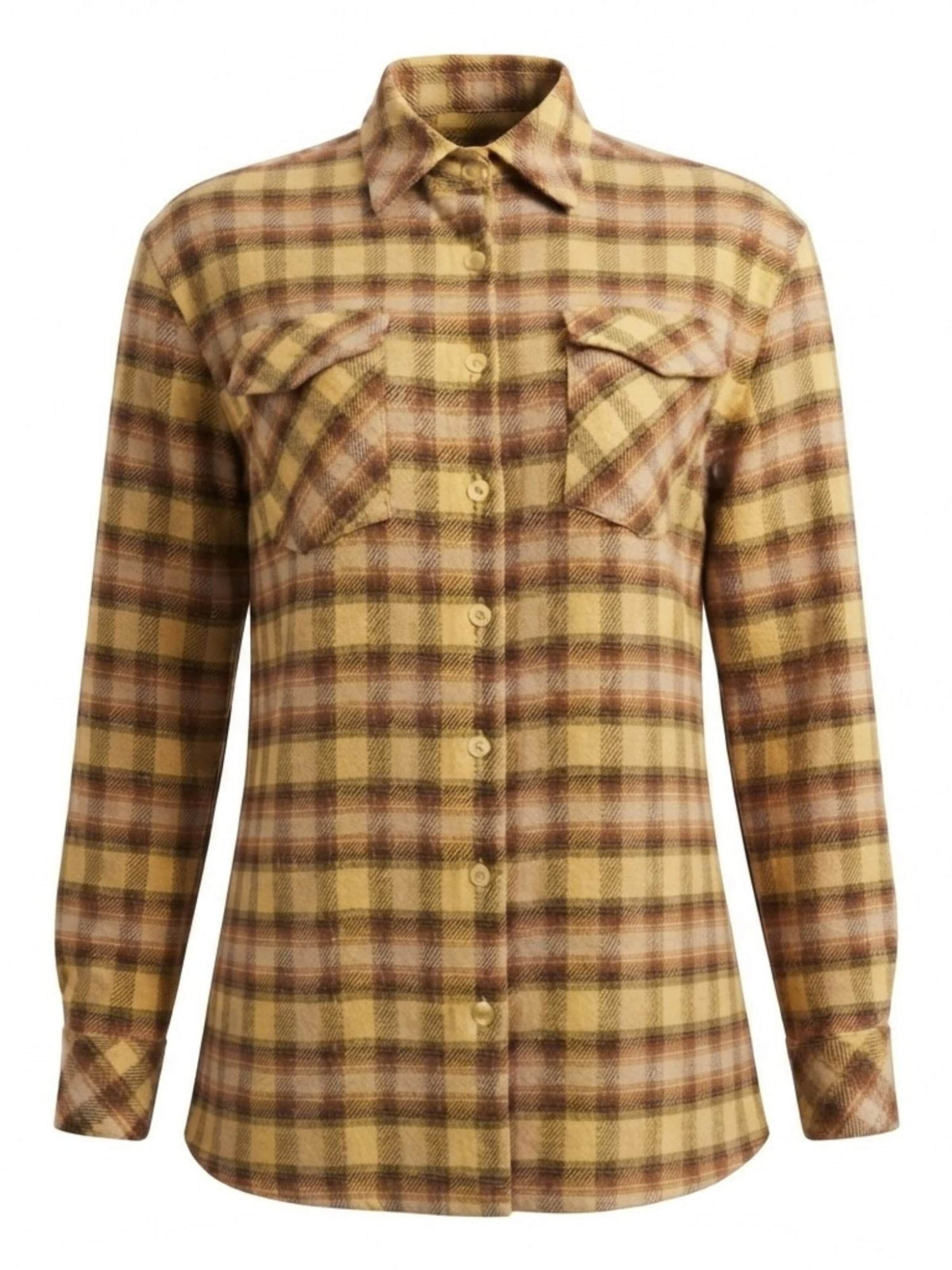 Chemisier 'Women's flannel shirt with 4 Pockets' Radwa en jaune : devant