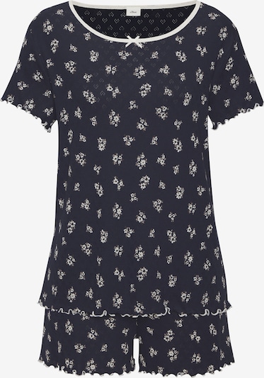 s.Oliver Short Pajama Set in XS in Ecru / Dark blue / Brown / White, Item view
