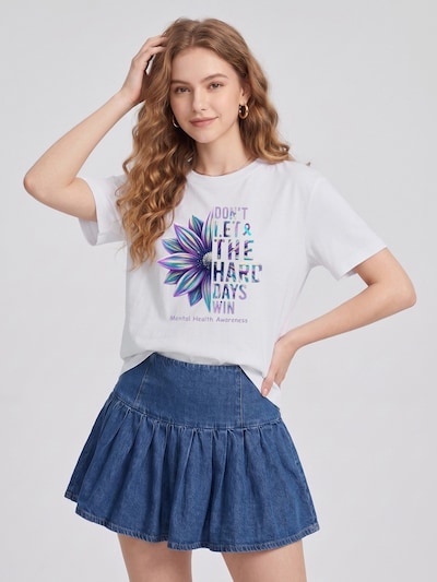 LapaPlus Shirt 'Women's Short Sleeve Shirt Summer Tops' in S in de kleur Wit, Productweergave