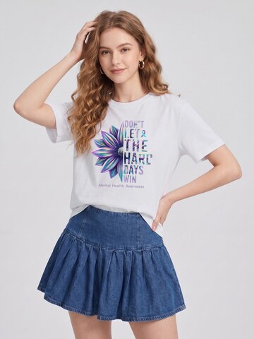 T-shirt 'Women's Short Sleeve Shirt Summer Tops' LapaPlus en blanc : devant