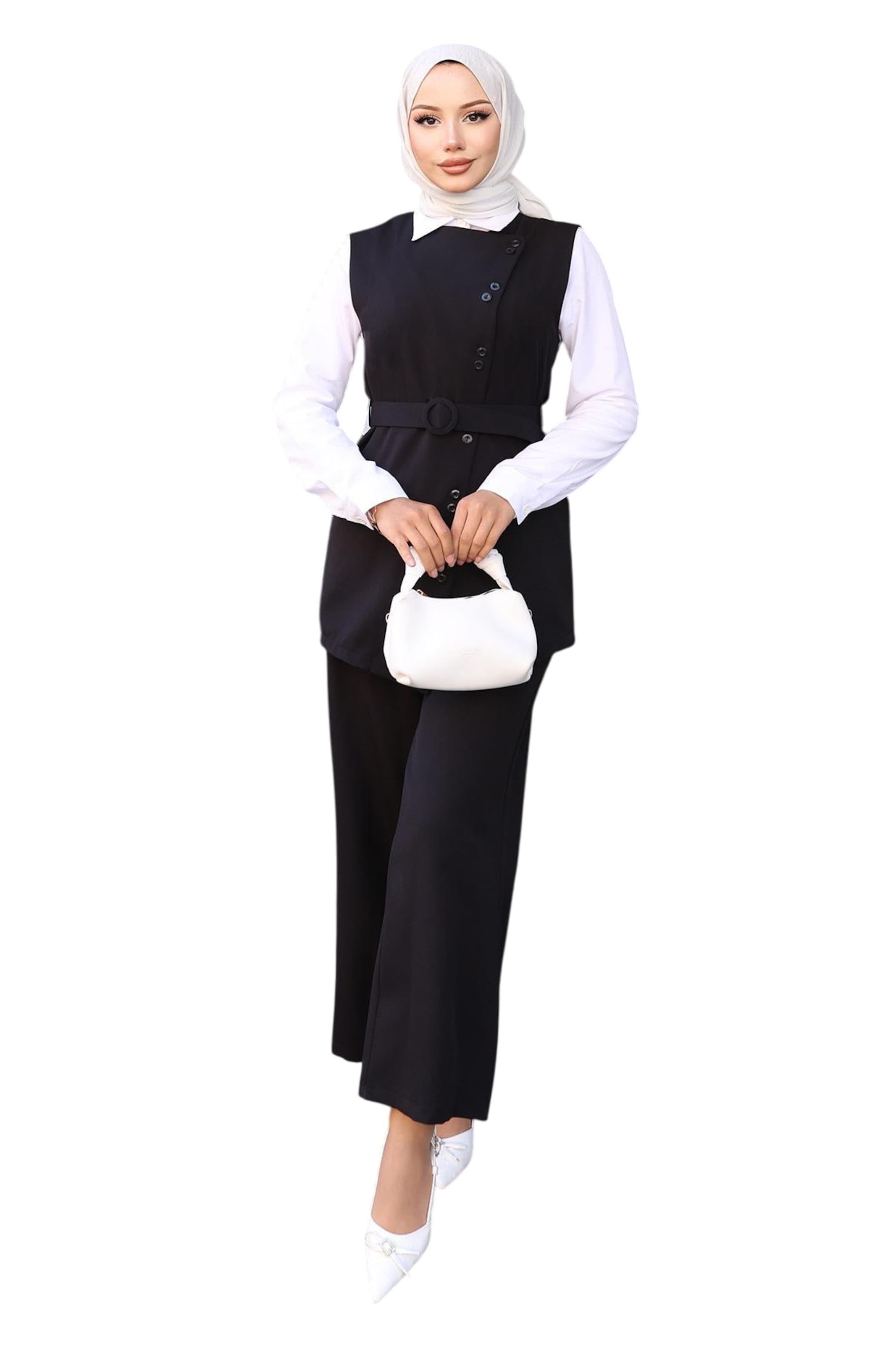 Pantalons de tailleur MODAMIHRAM en noir : devant