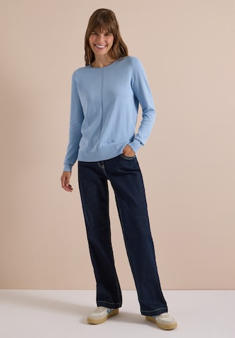 CECIL Basic Pullover mit Rundhals in Unifarbe in Blau