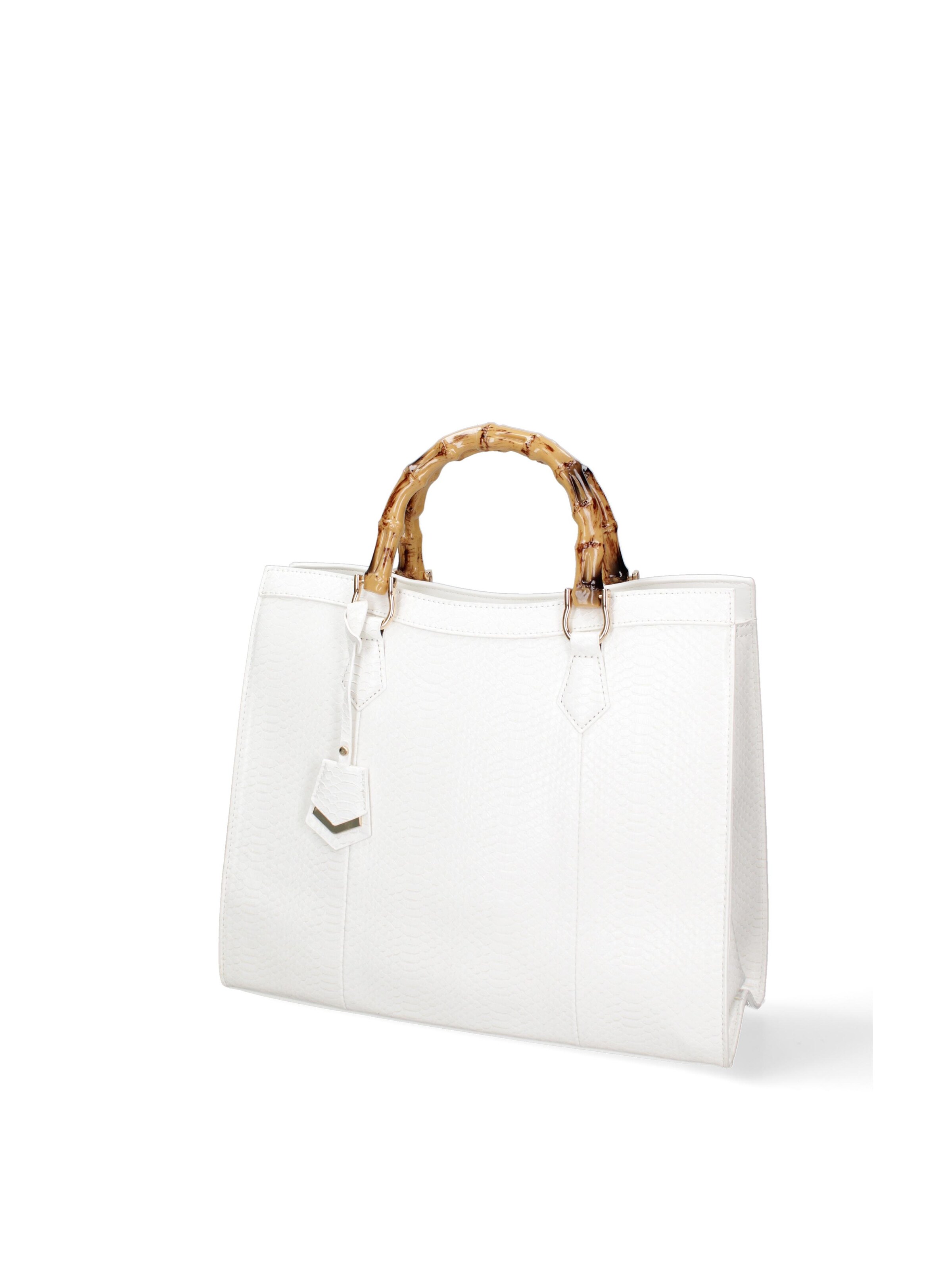 Borsa a spalla 'Borsa a Spalla Donna Ecopelle Vegana con Manico Bambù' di Diana&Co. in bianco