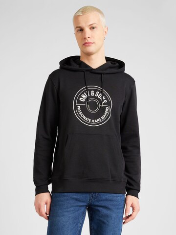 Only & Sons Sweatshirt 'LAMER' in Zwart: voorkant