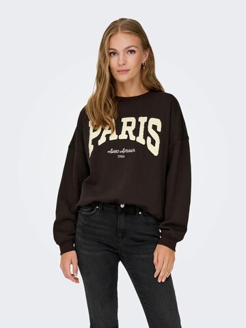 JDY Sweatshirt 'JDYMESA L/S O-NK EMB SWEAT' in Bruin