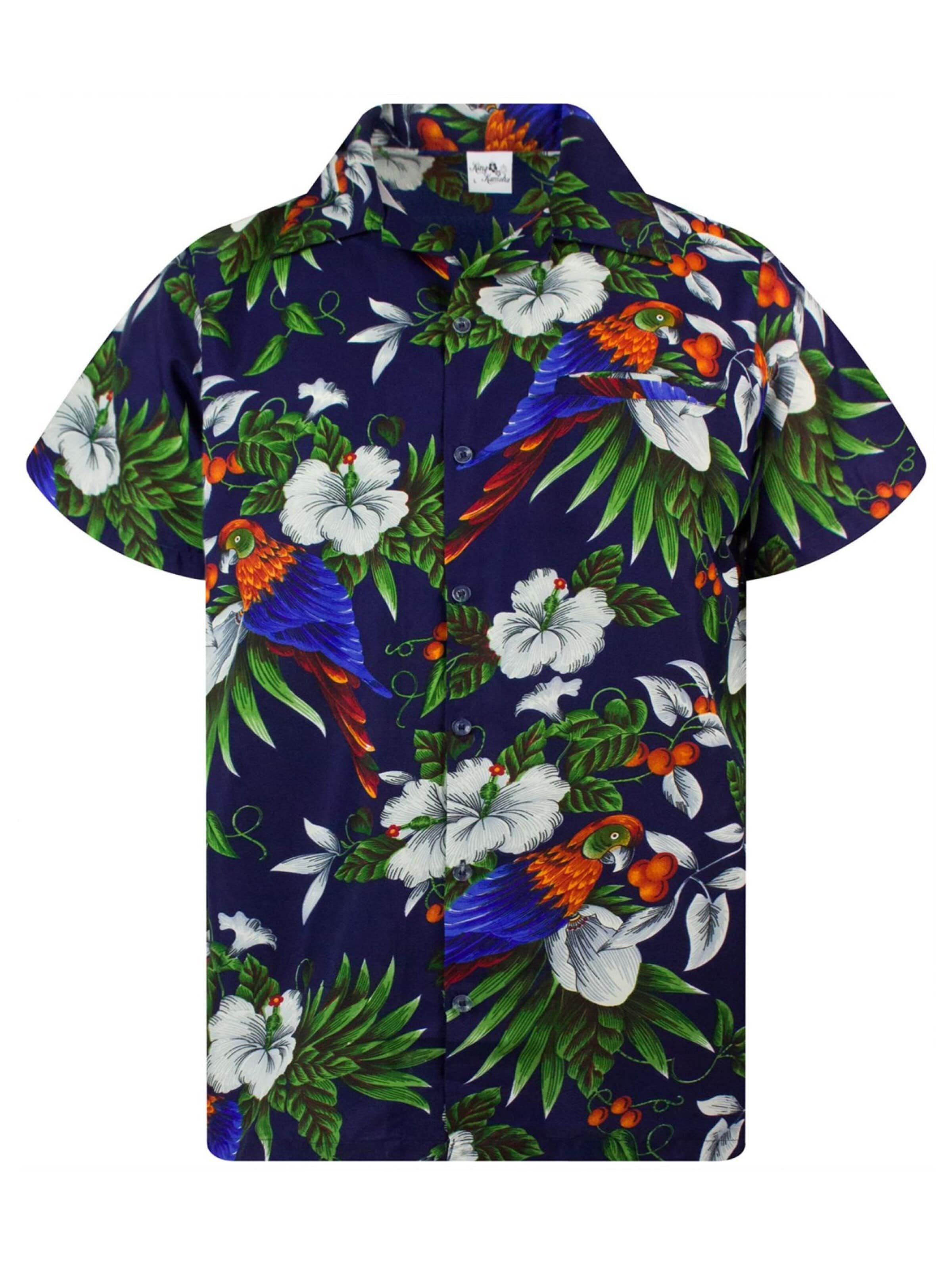 Maglietta 'Cherryparrot' di King Kameha in blu: frontale