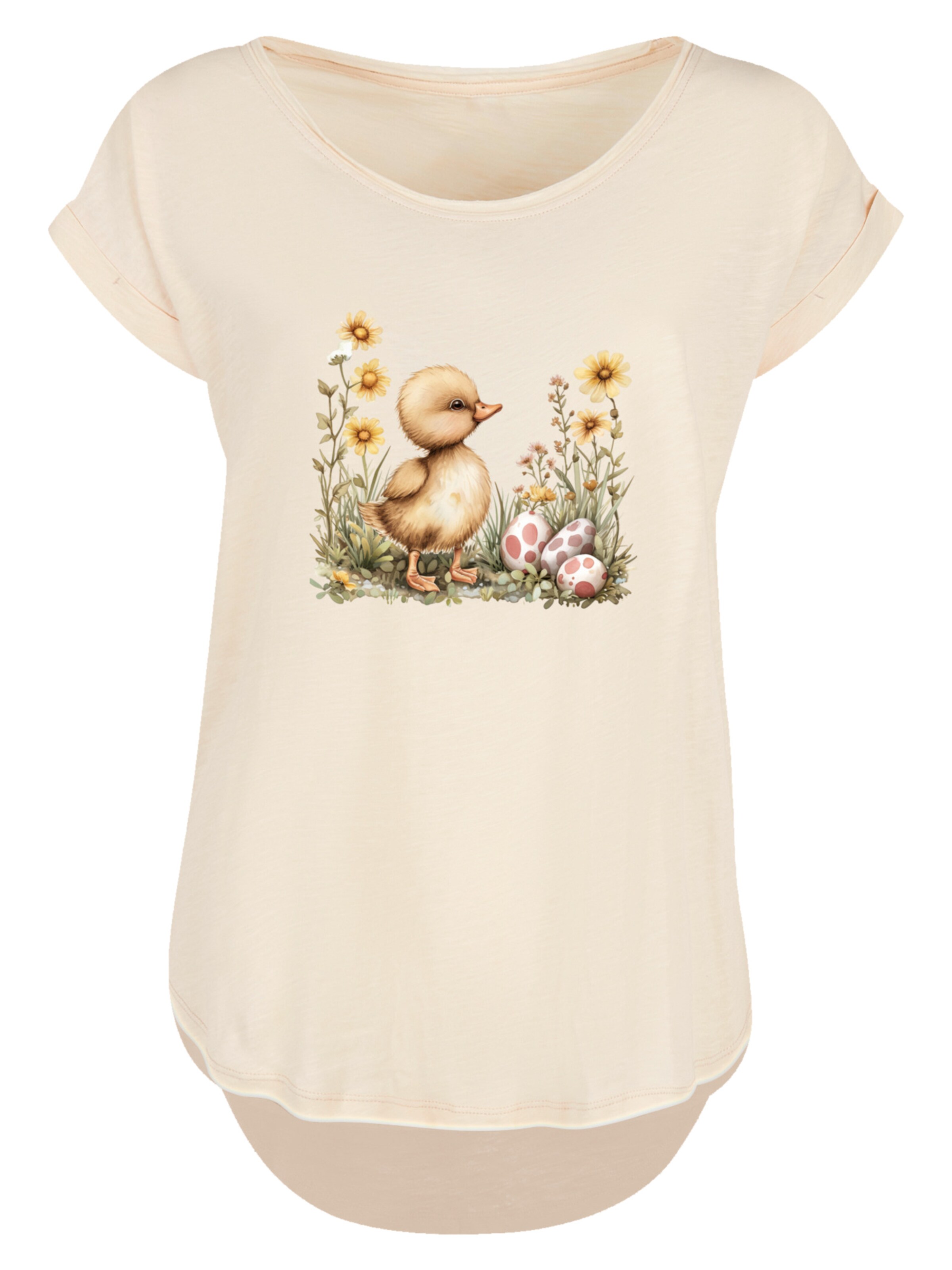 F4NT4STIC T-Shirt 'Niedliche Enten Ostereier' in Beige: Vorderseite