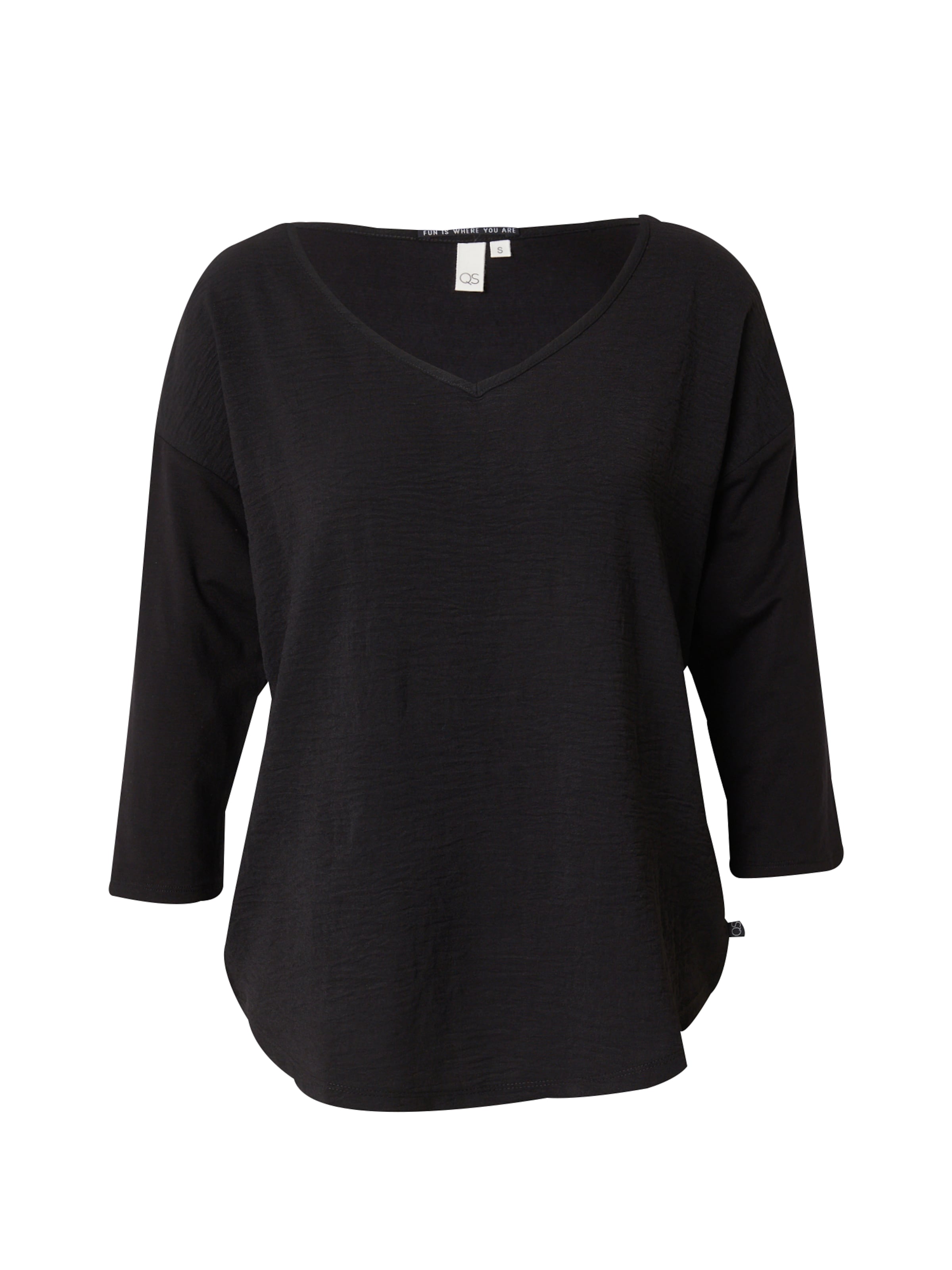 T-shirt QS en noir : devant