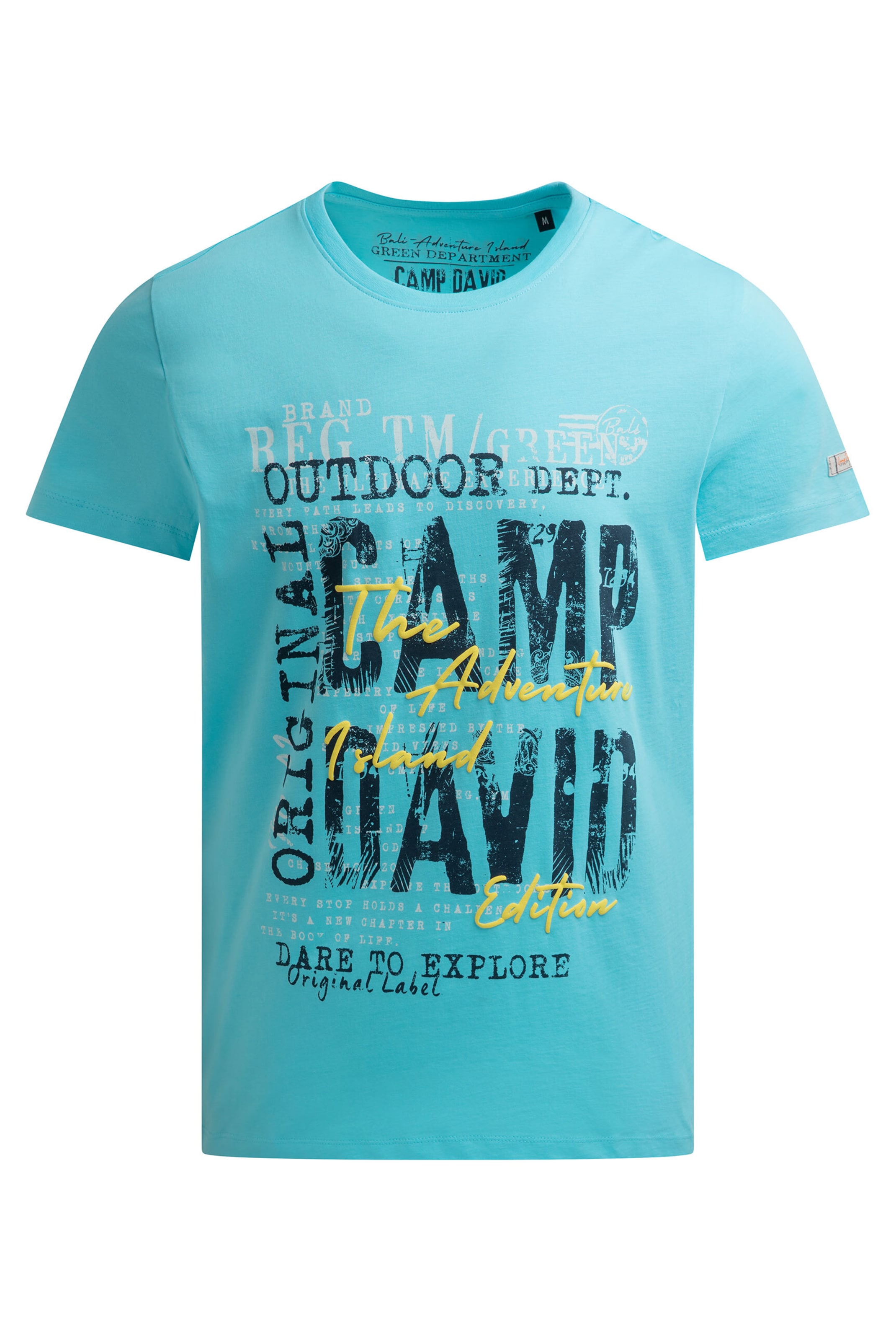 CAMP DAVID T-Shirt Rundhals mit Logo Prints in Blau: Vorderseite