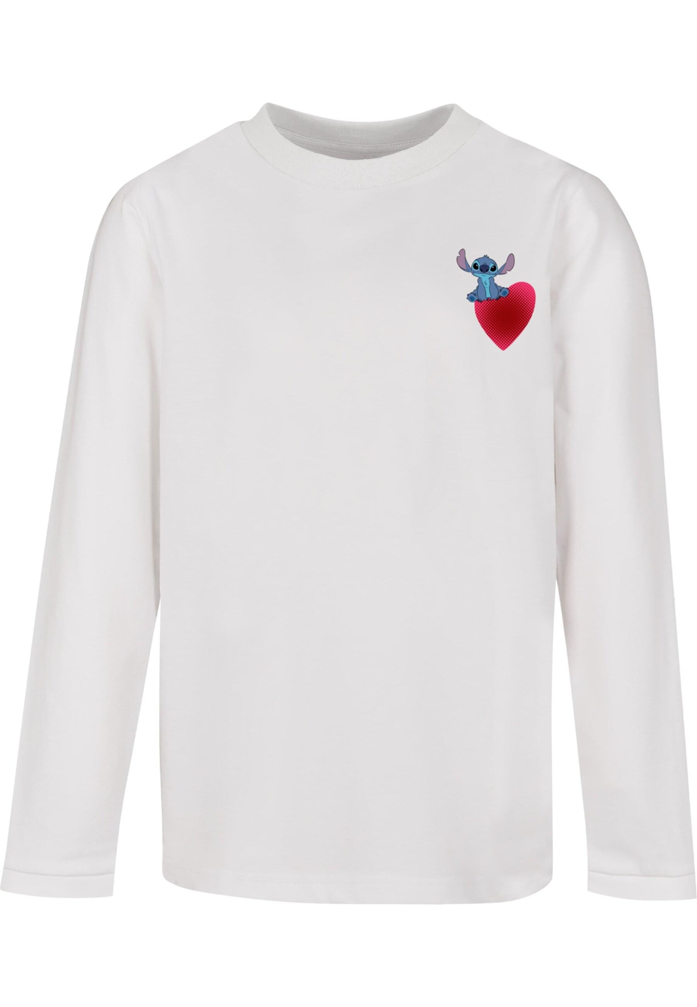 ABSOLUTE CULT Shirt 'Lilo and Stitch - Sitting on Heart' in Wit: voorkant