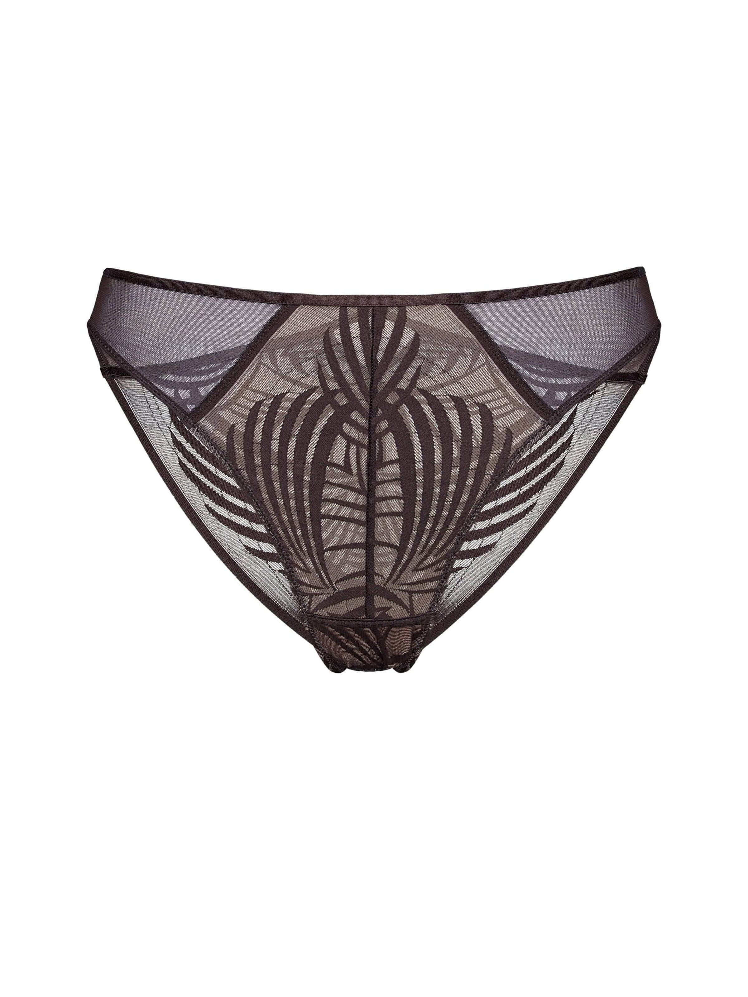 ESOTIQ - Panti 'Slip Nacre, feine Spitze, mit Baumwollzwickel, normale Leibhöhe' en marrón: frente