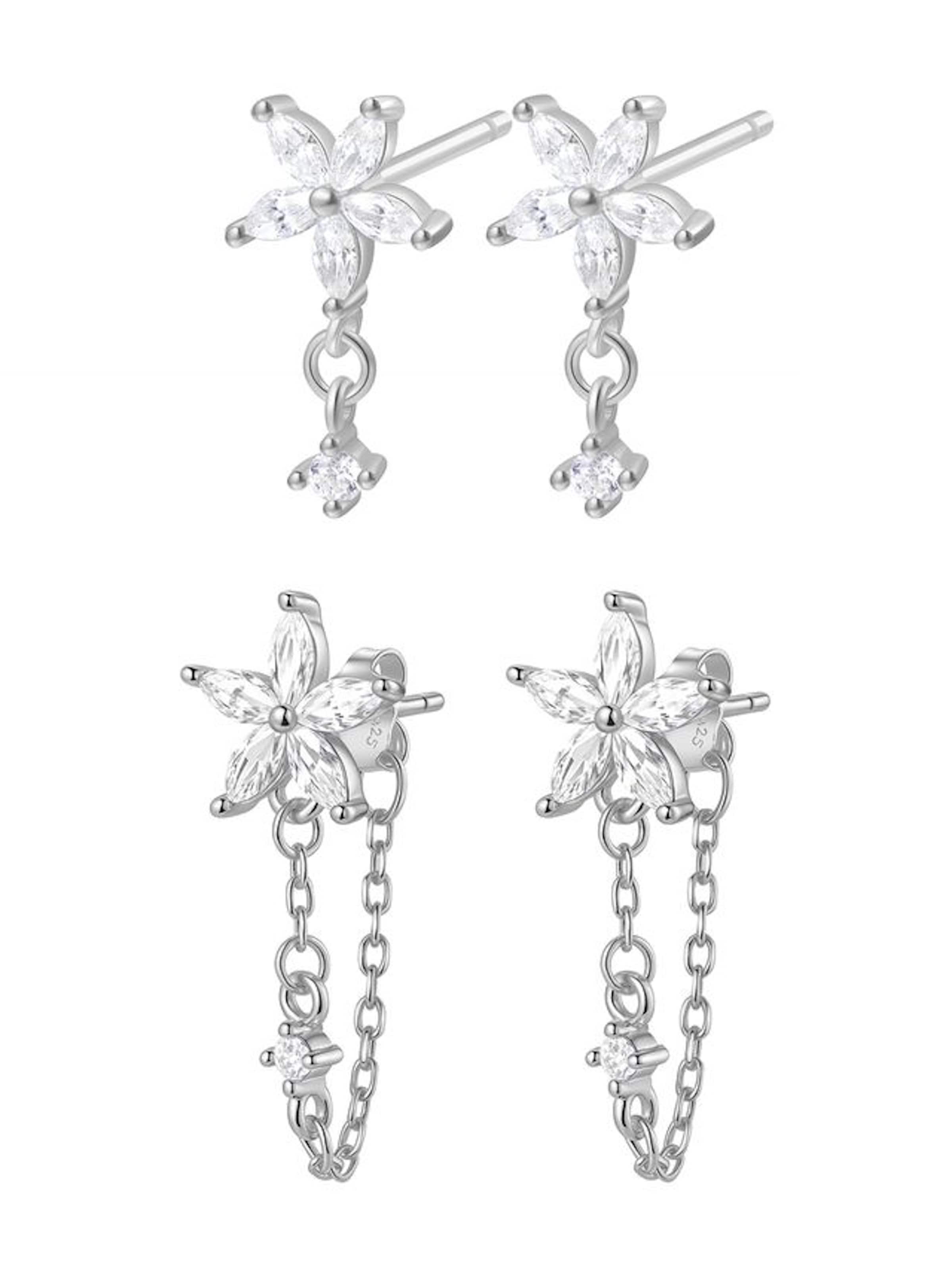 Hey Happiness - Pendientes 'Daisy Glow' en plata: frente