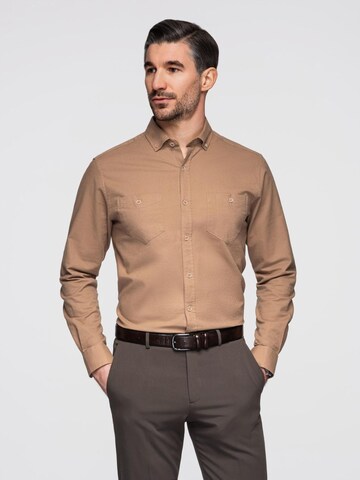Regular fit Camicia di Ombre in marrone