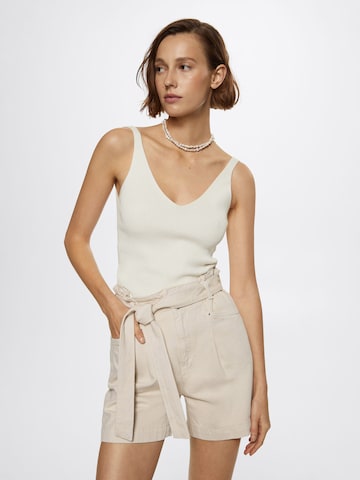 MANGO Knitted Top 'GYMNASTI' in Beige: front