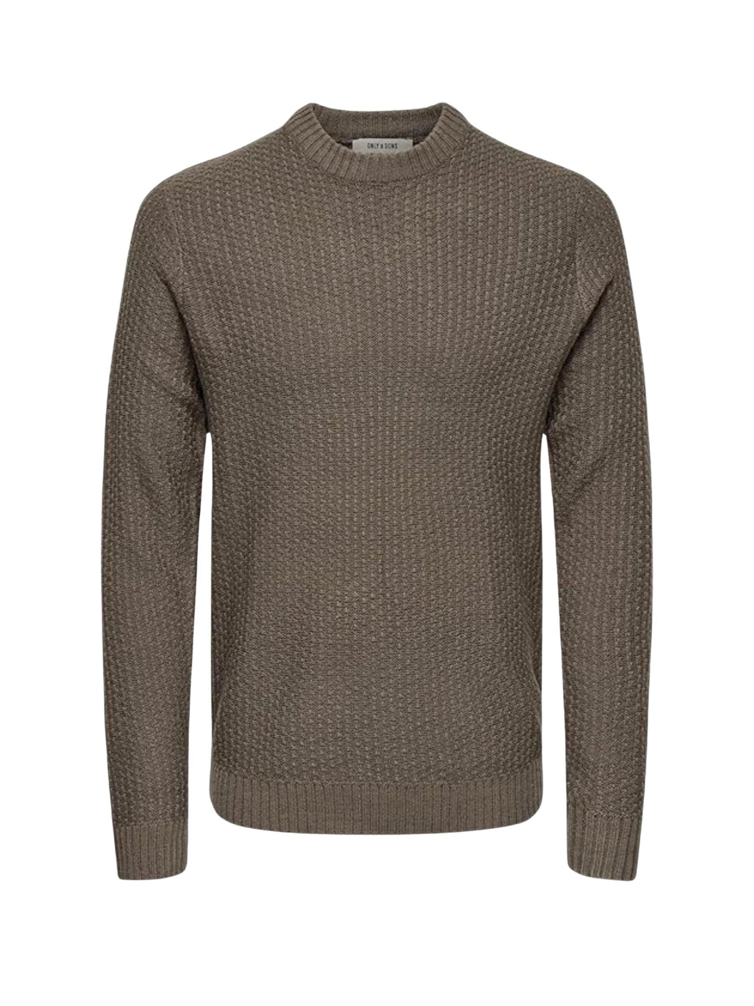 Pull-over 'ONLY & SONS ONSALAM REG 5 STRUC CREW KNIT Maglieria' Only & Sons en marron : devant