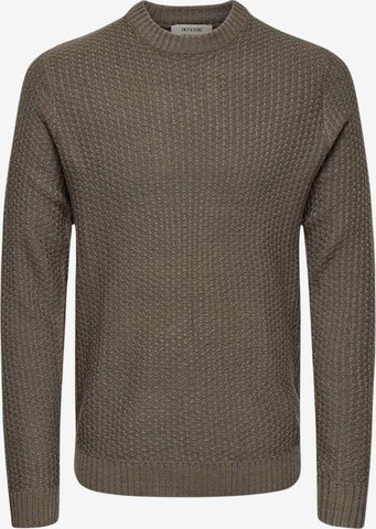 Pull-over 'ONLY & SONS ONSALAM REG 5 STRUC CREW KNIT Maglieria' Only & Sons en marron : devant