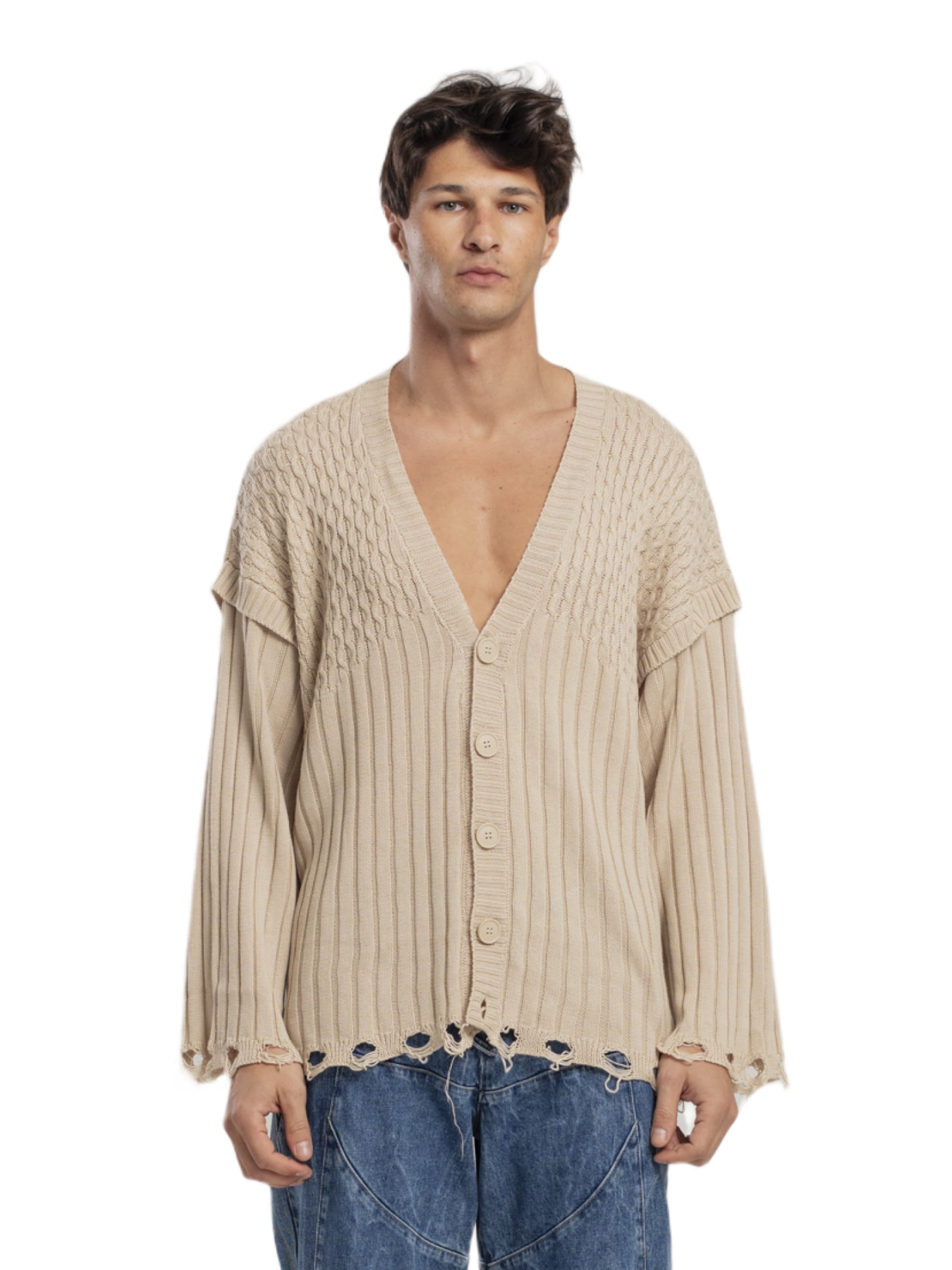 PCFG Knit cardigan in Beige: front