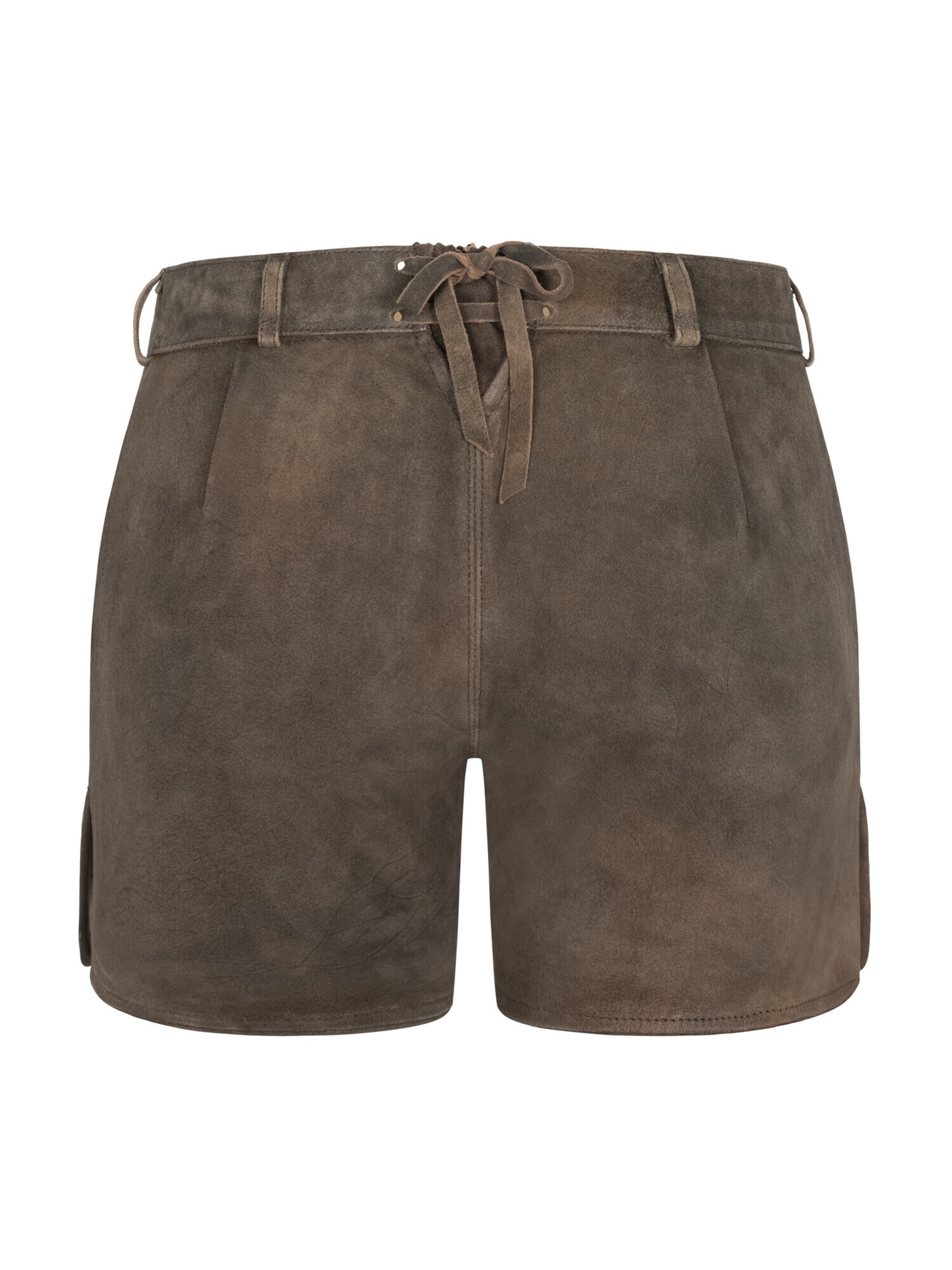 Trachtenhof Nübler Regular Traditional Pants 'Lederhose Hotpant Meera' in Brown