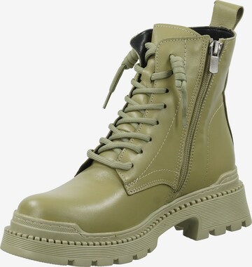 ILC Lace-Up Ankle Boots in Green: front
