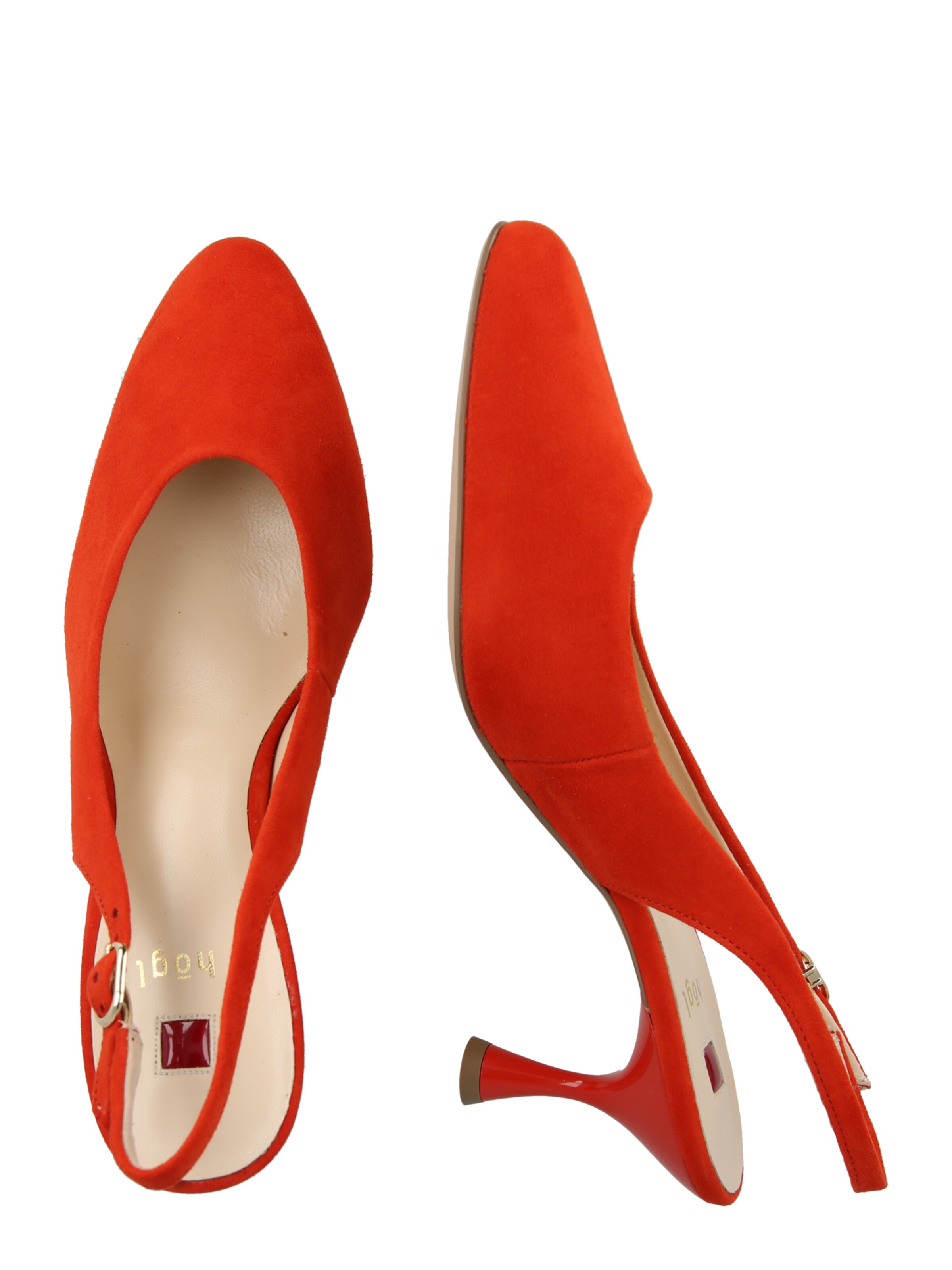 Högl Čevlji s peto in s paščki | rdeča barva