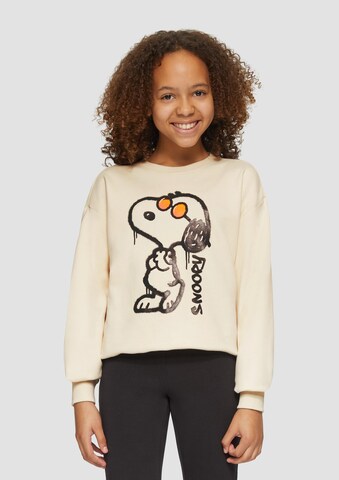 s.Oliver Sweatshirt 'Peanuts®' in Beige: Vorderseite