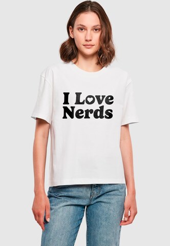 Miss Tee T-Shirt 'I Love Nerds' in Weiß: Vorderseite