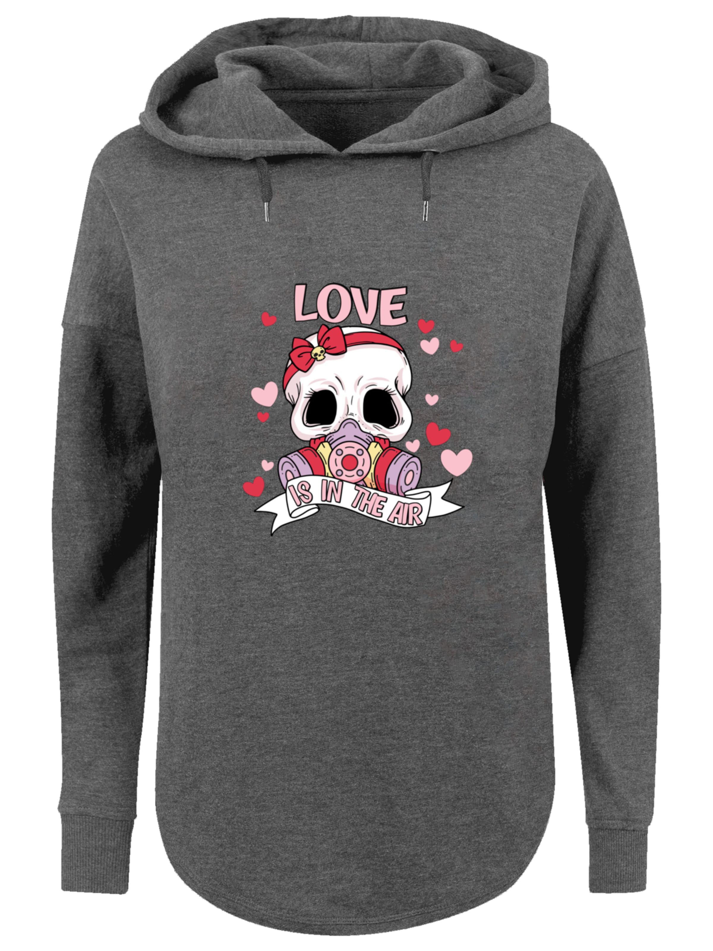 Sweat-shirt 'Anti Valentinstag LOVE is in the air' F4NT4STIC en gris : devant