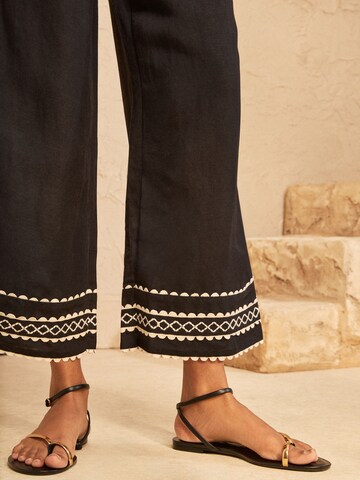 Wide Leg Pantalon love & roses en noir