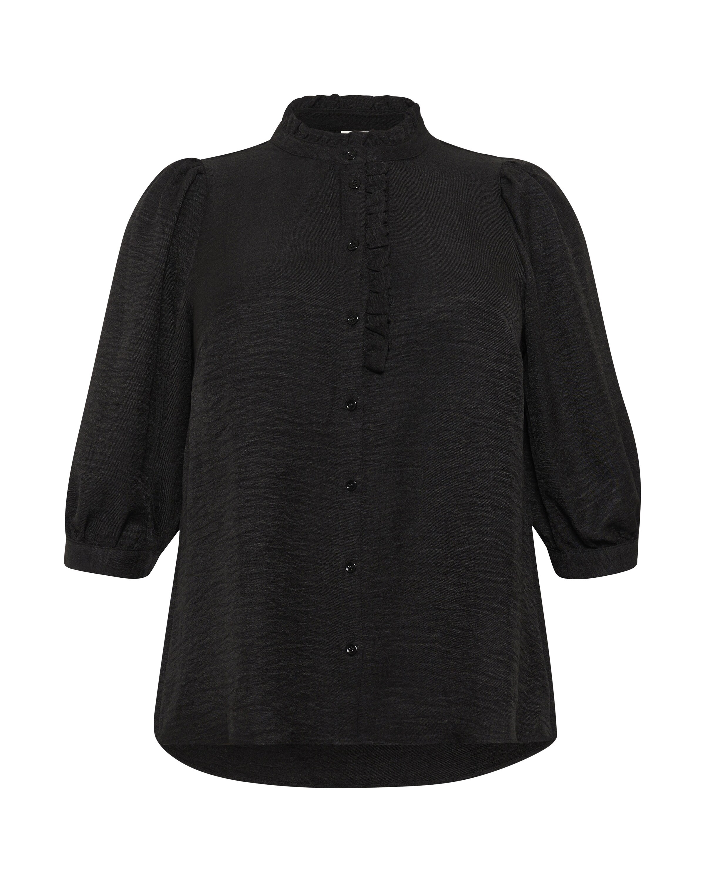 KAFFE CURVE Blouse 'Ellinor' in Zwart: voorkant