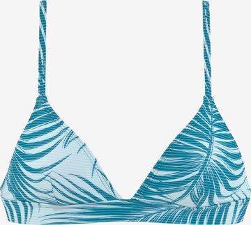 LASCANA ACTIVE Triangle Athletic Bikini Top in Blue: front