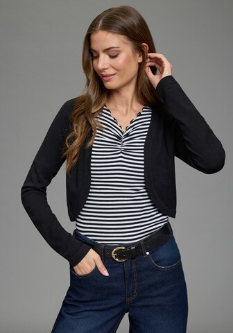LAURA SCOTT Knit Cardigan in Black: front