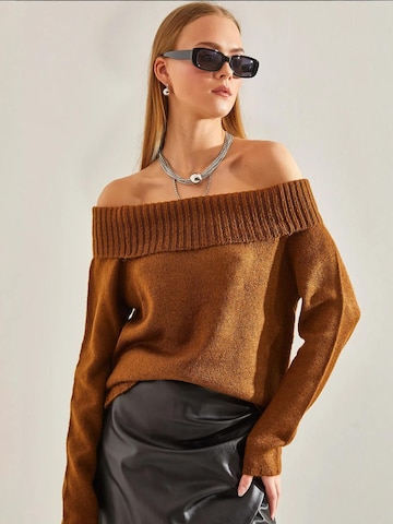 Bianco Lucci Sweater in Brown: front
