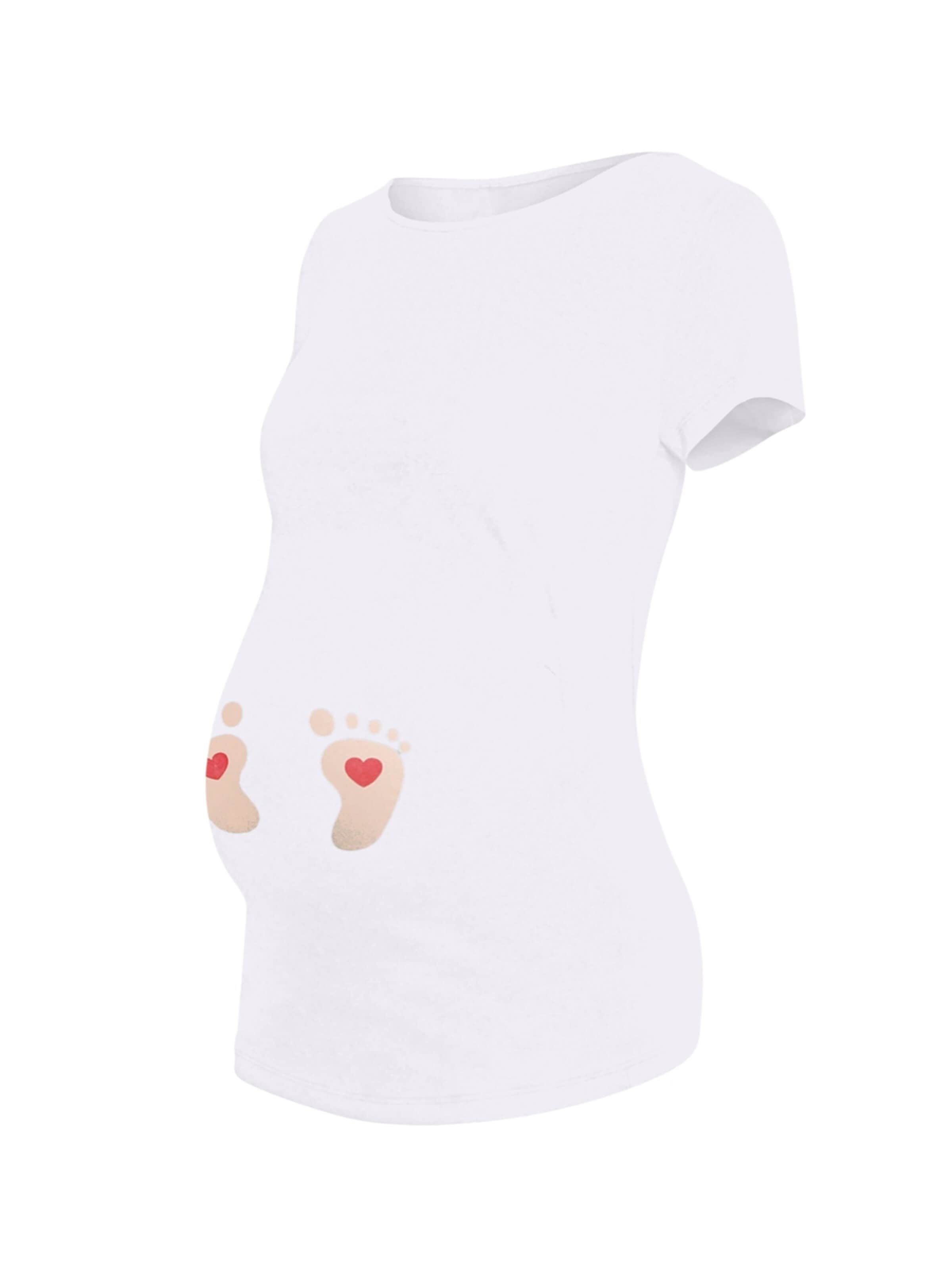 M.M.C. Shirt 'Baby Füße Umstandsshirt' in White: front