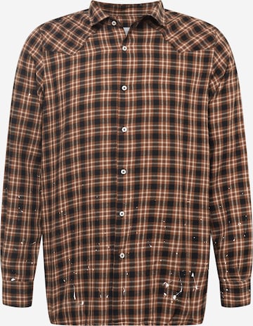 Family First Button Up Shirt in Brown: front