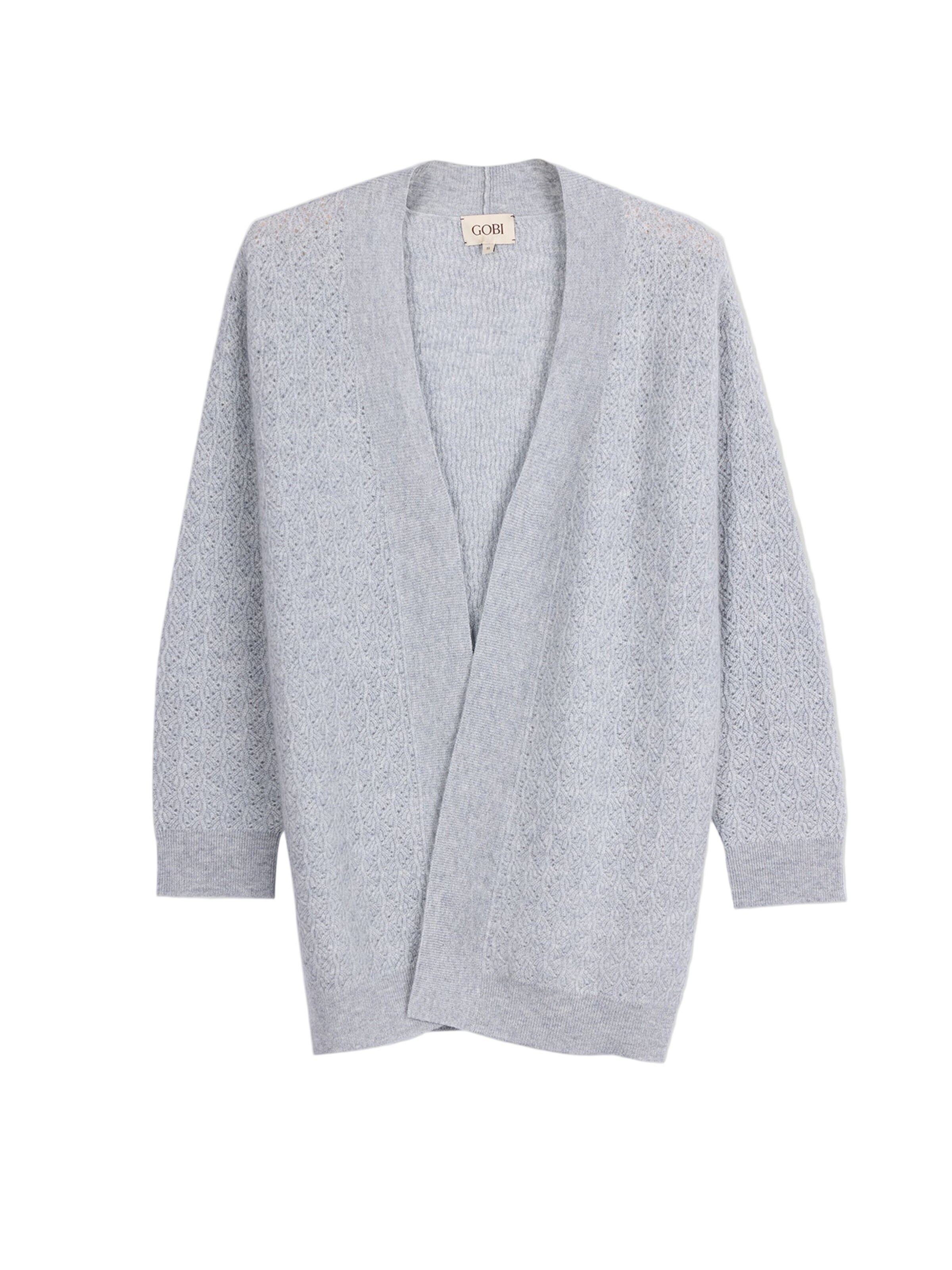 GOBI Cashmere - Cárdigan 'Ajour Knit Open-Front Cashmere Cardigan' en gris: frente