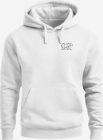 Neverless Sweatshirt 'Bär Lineart Polygon' in Weiß: Vorderseite