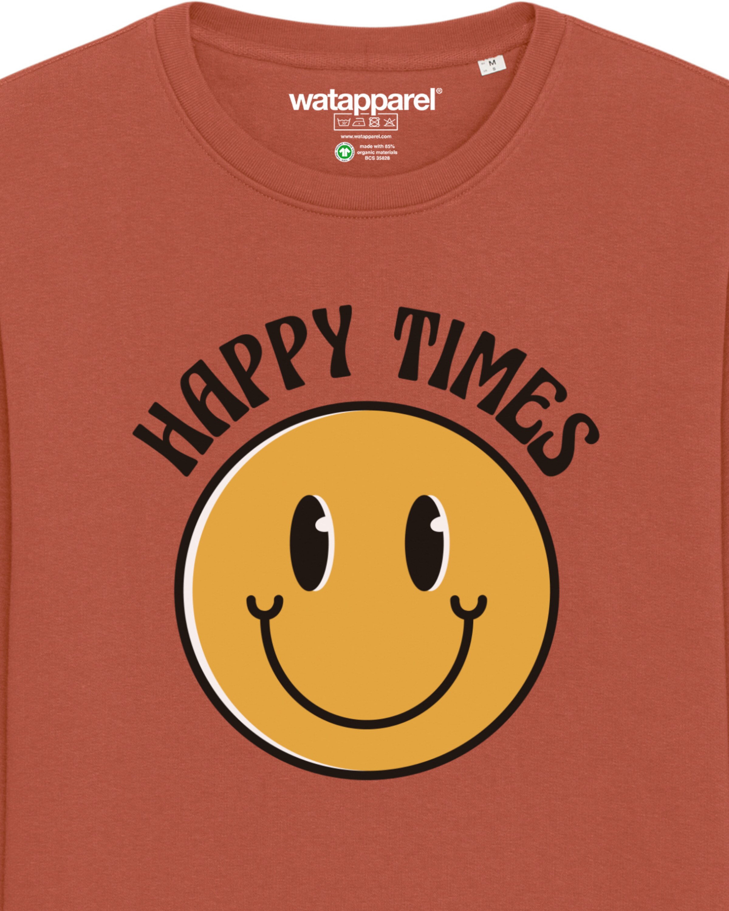 Watapparel Sweatshirt ' Happy times smiley emoji ' in Bruin