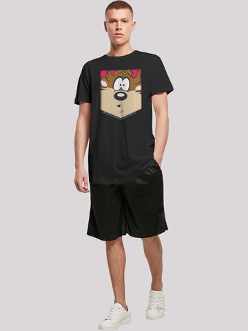 F4NT4STIC Shirt 'Looney Tunes Tasmanian Devil Face' in Zwart