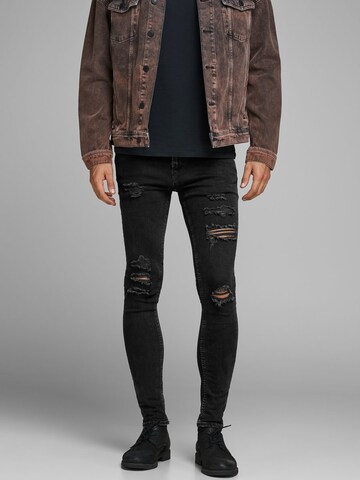 Skinny Jeans 'Liam' di JACK & JONES in nero: frontale