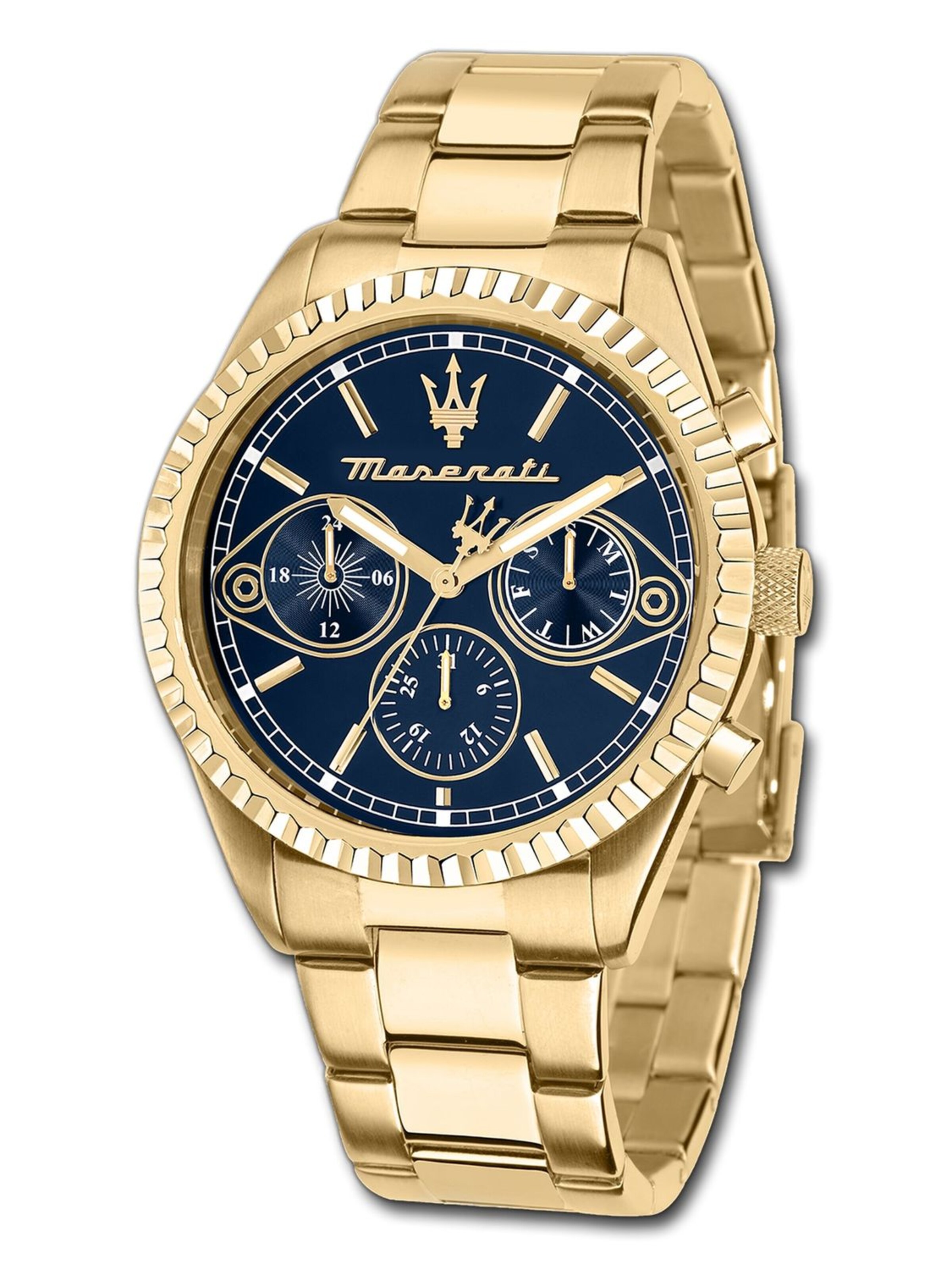Montre à affichage analogique Maserati en or : devant