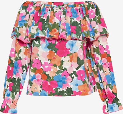 Bluză 'Fashion Look' FELIPA pe verde închis / portocaliu / roz / alb, Vizualizare produs