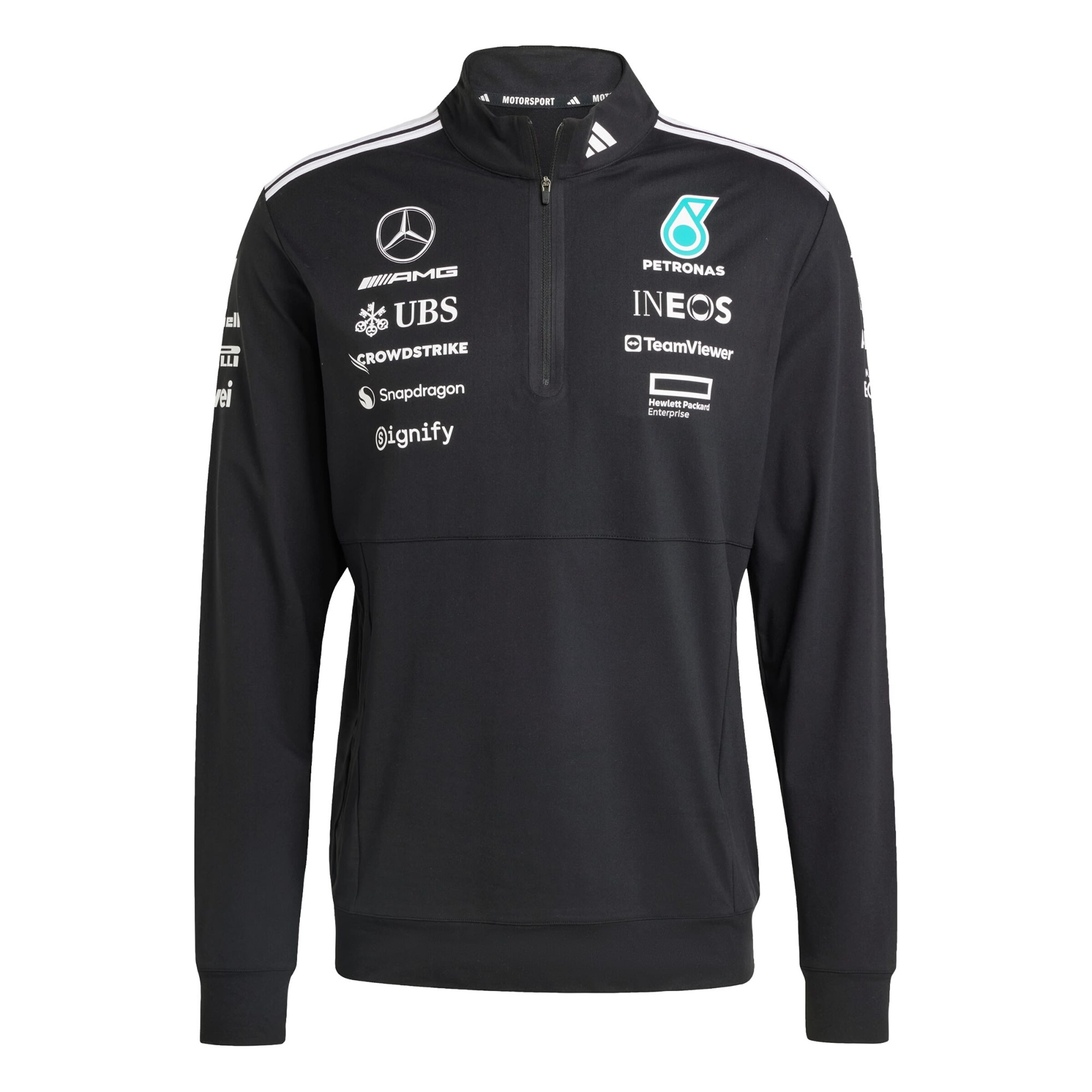 Felpa sportiva 'MERCEDES - AMG PETRONAS FORMULA ONE TEAM 1/4' ADIDAS PERFORMANCE di colore nero / bianco, Visualizzazione prodotti
