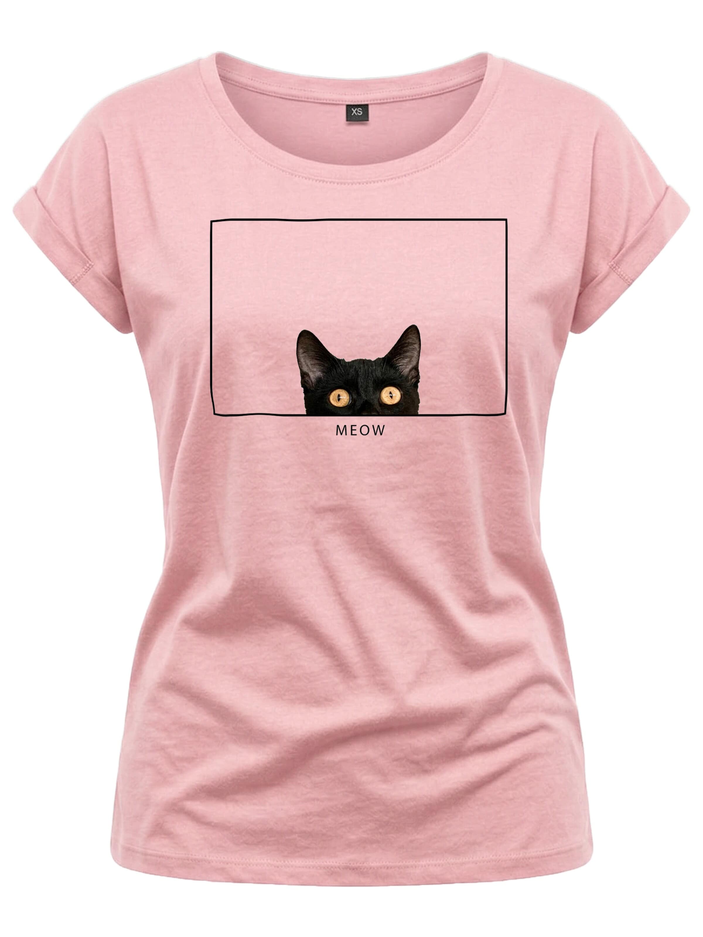 MAKAYA Shirt 'Cat Frame'‌‌‌‌‌‌ in Pink: Vorderseite