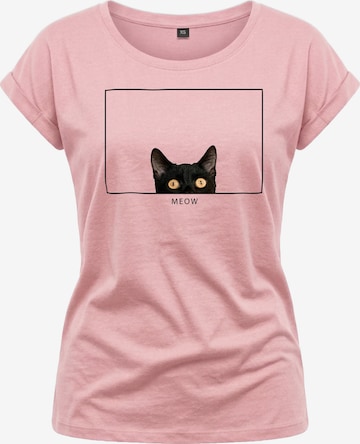 MAKAYA Shirt 'Cat Frame' in Pink: Vorderseite