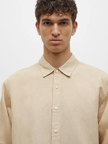 Pull&Bear Comfort fit Button Up Shirt in Beige