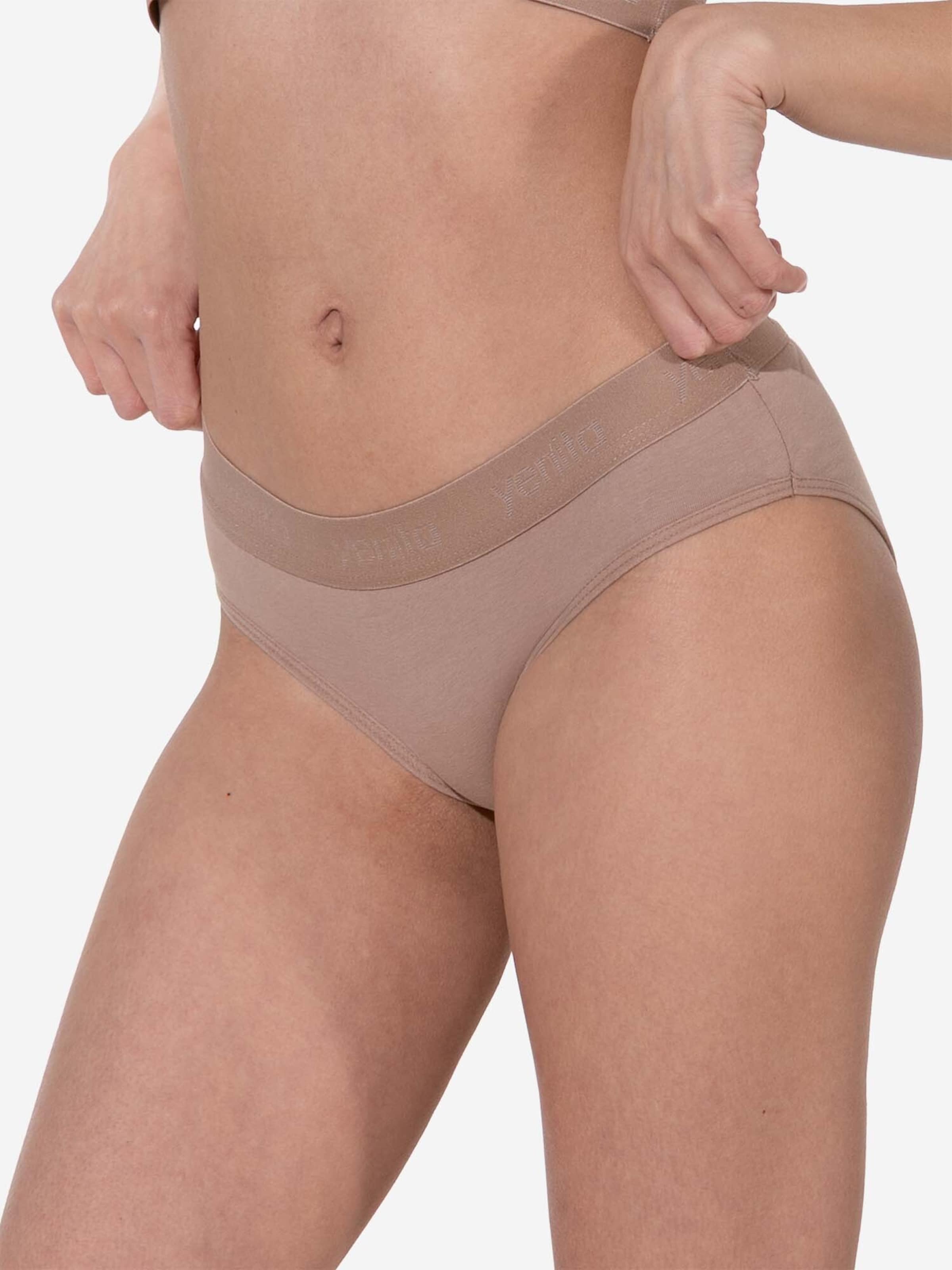 Yenita - Cueca ' Damen Slips mit elastischem Logobund ' em bege