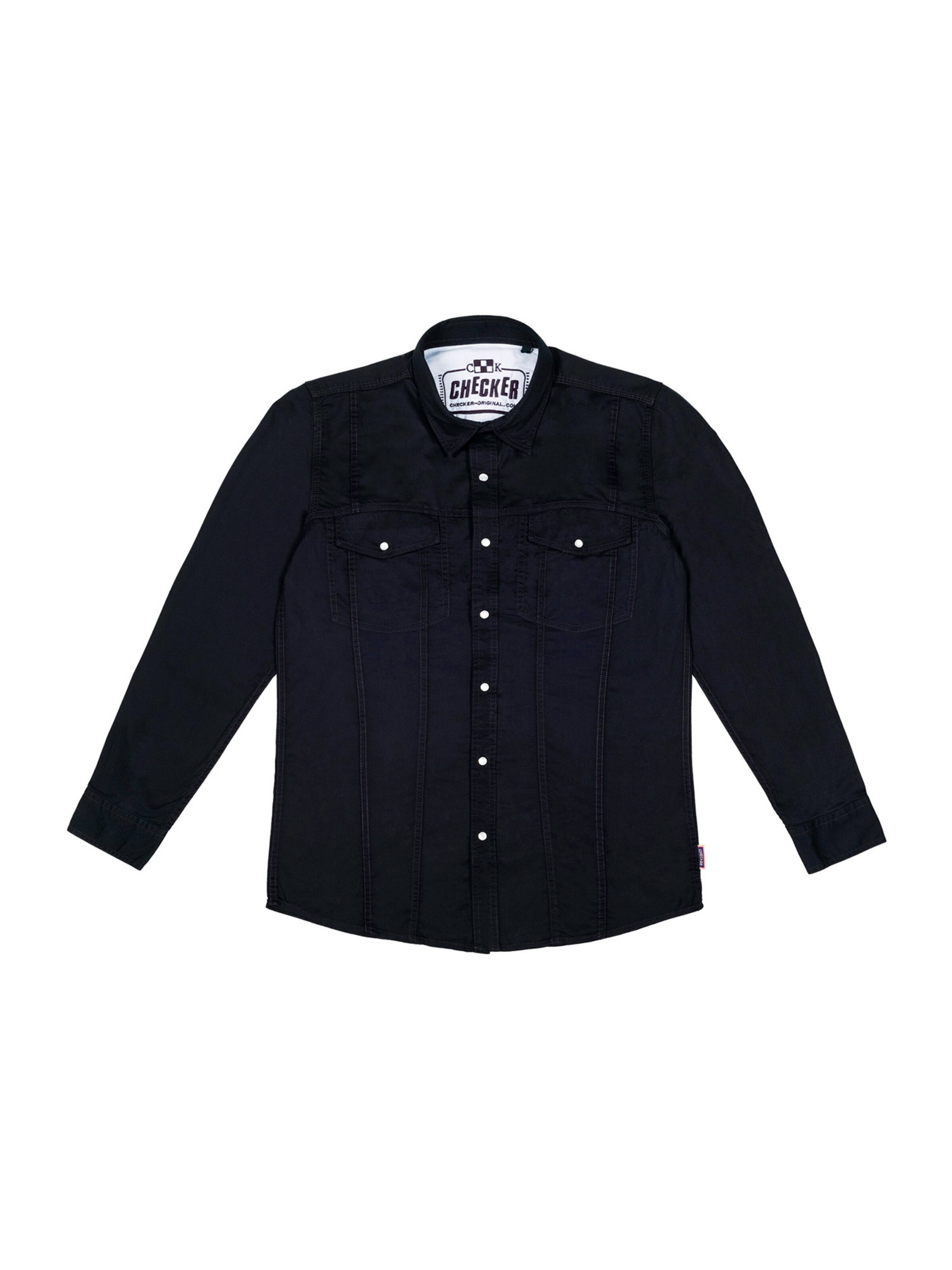 Checker Button Up Shirt ' Dynasty Denim ' in Blue: front