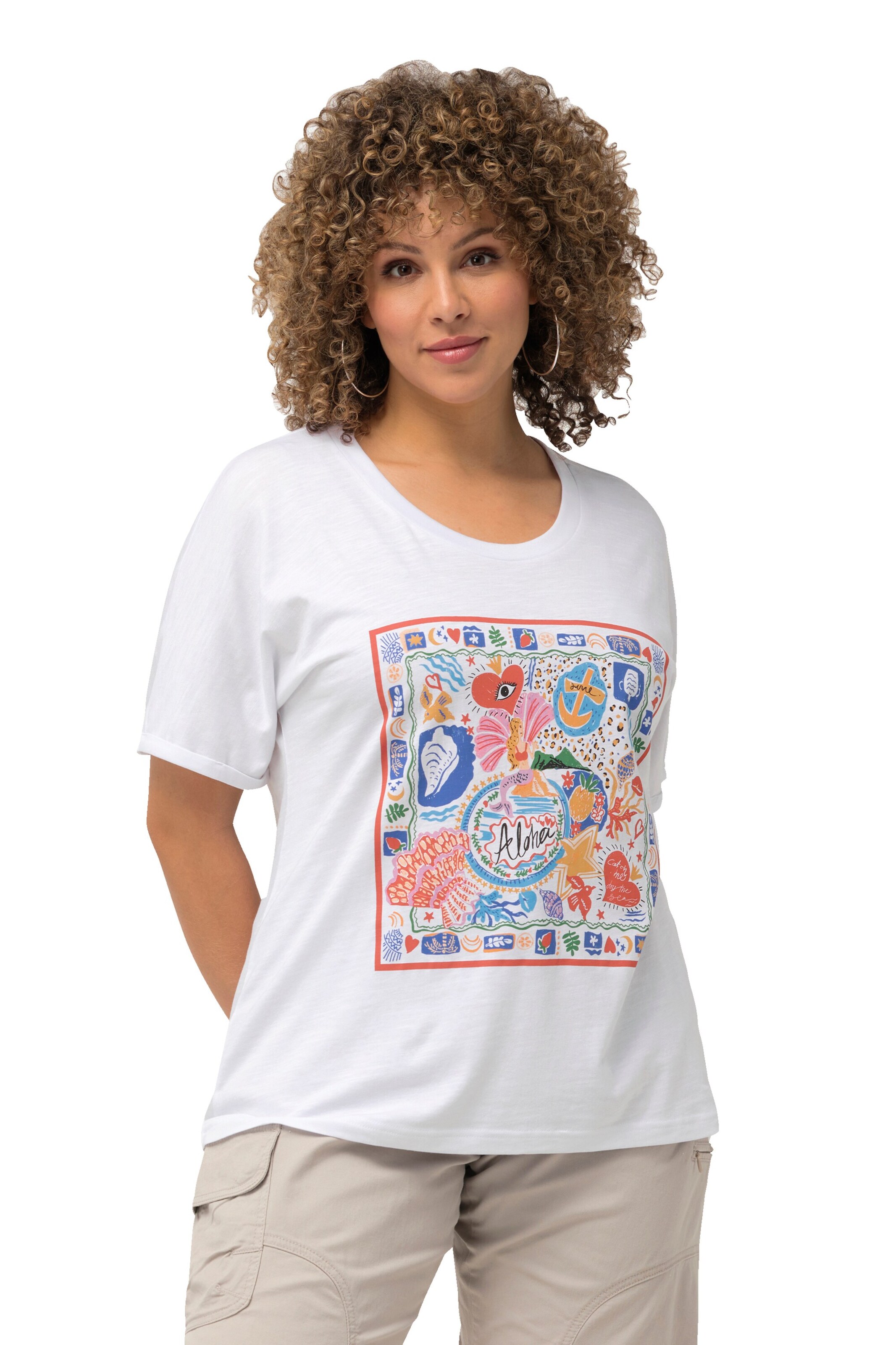 Ulla Popken Μπλουζάκι σε λευκό: μπροστά