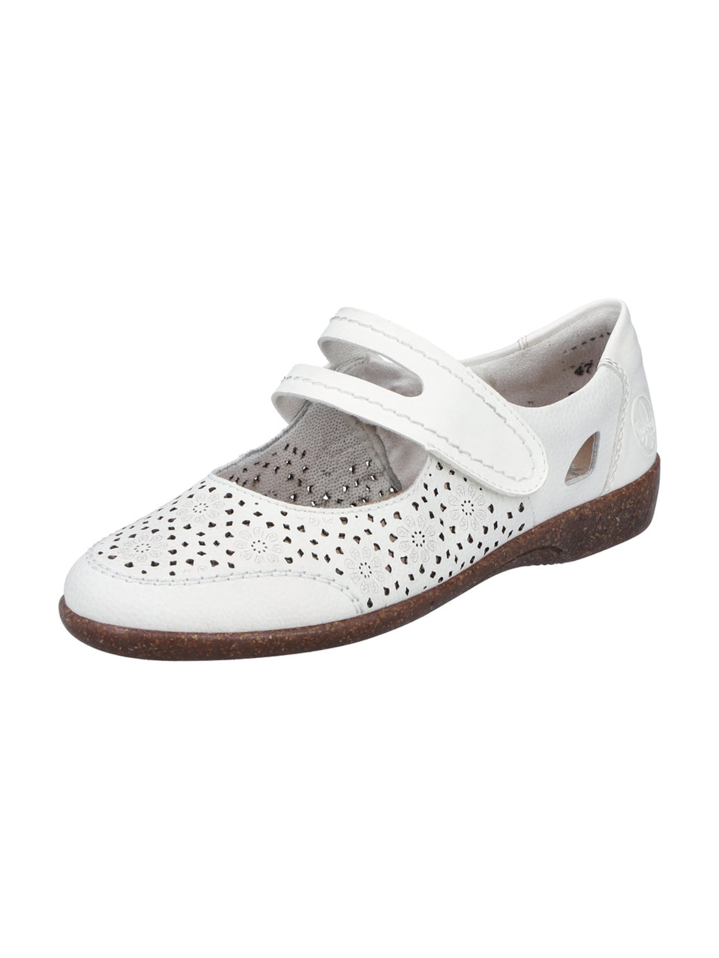 Rieker Ballerinasko med rem i hvid: forside