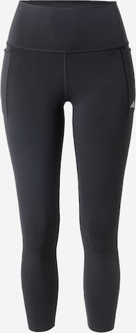 ADIDAS PERFORMANCE Skinny Workout Pants 'Optime Luxe' in Black: front